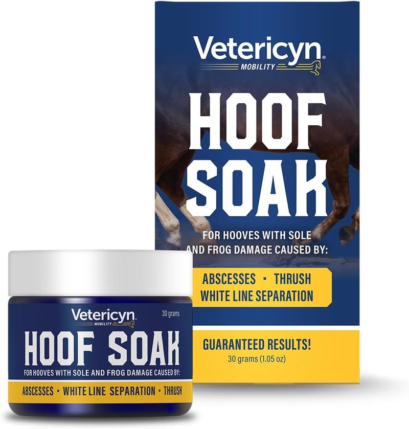 Hoof Soak for Hooves with Sole and Frog Damage Caused by Abscesses, White Line Separation, and Thrush. Works with Just One Application. Single Use Hoof Treatment. 30 Grams